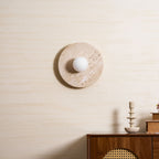 Applique murale moderne Tryggvi en pierre Travertin jaune et blanc