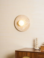 Applique murale moderne Tryggvi en pierre Travertin jaune et blanc