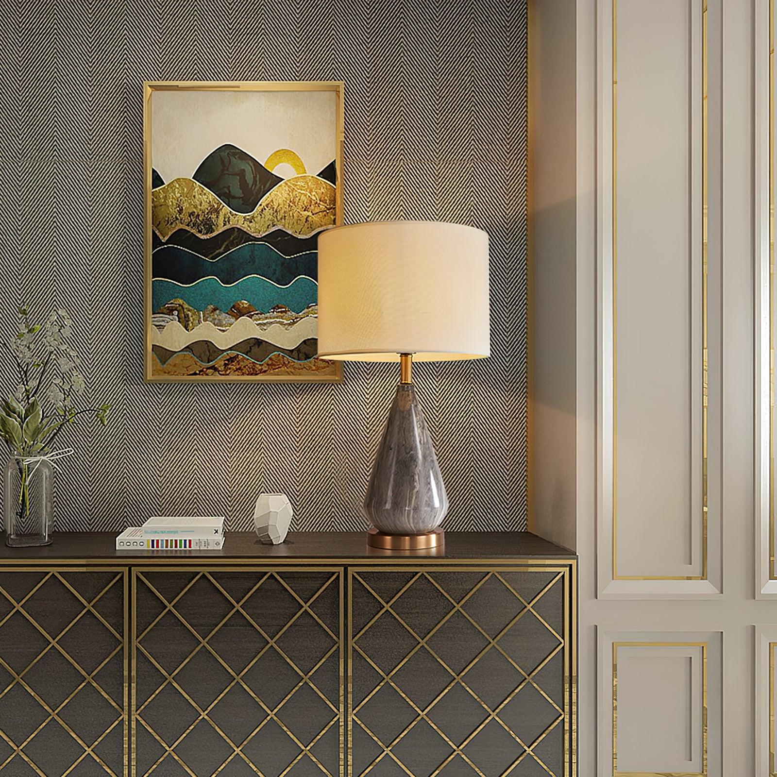 Lampe à poser moderne Thoralf en Marbre Blanc