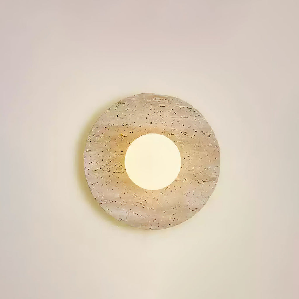 Applique murale moderne Davin en pierre Travertin jaune et blanc