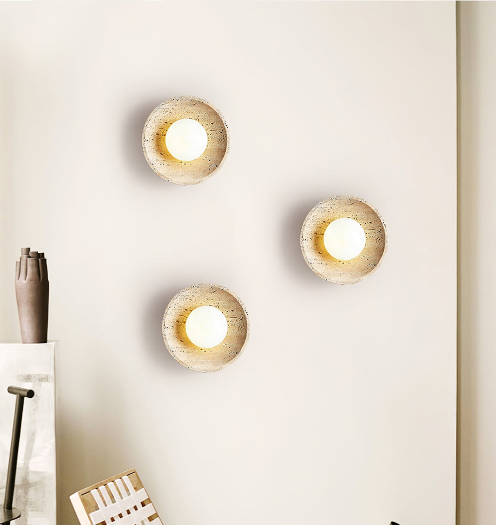 Applique murale moderne Davin en pierre Travertin jaune et blanc