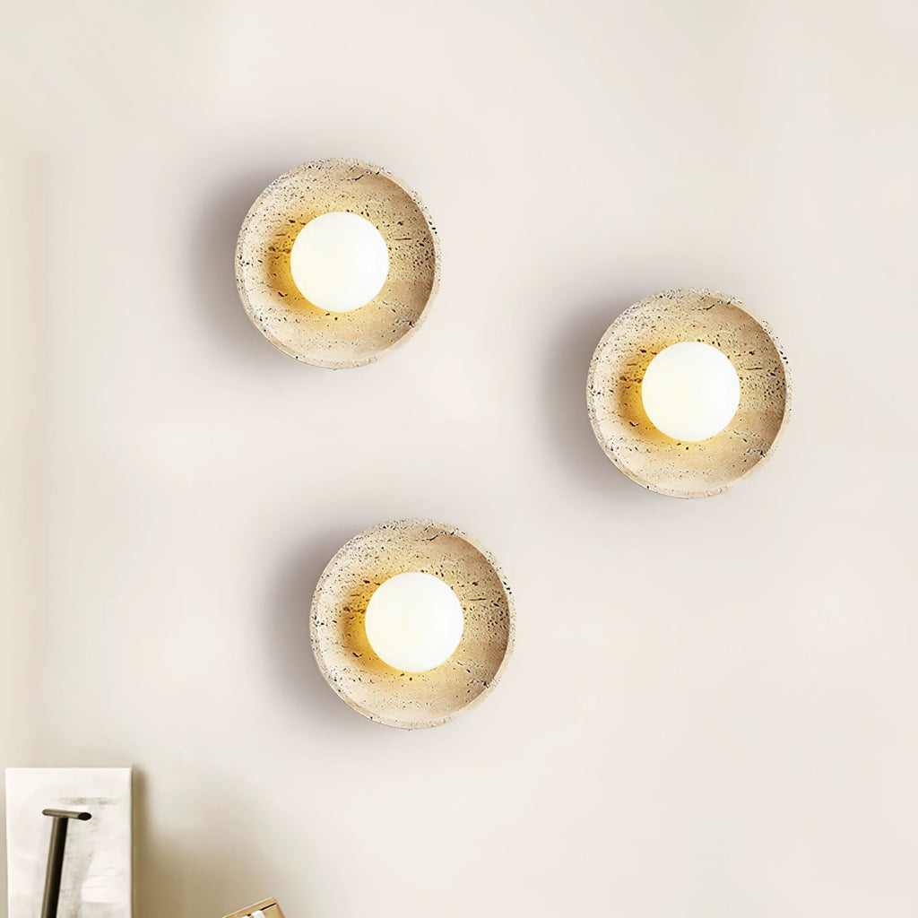Applique murale moderne Tryggvi en pierre Travertin jaune et blanc