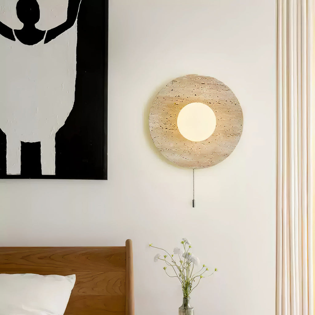 Applique murale moderne Tryggvi en pierre Travertin jaune et blanc