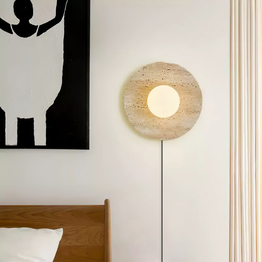 Applique murale moderne Davin en pierre Travertin jaune et blanc