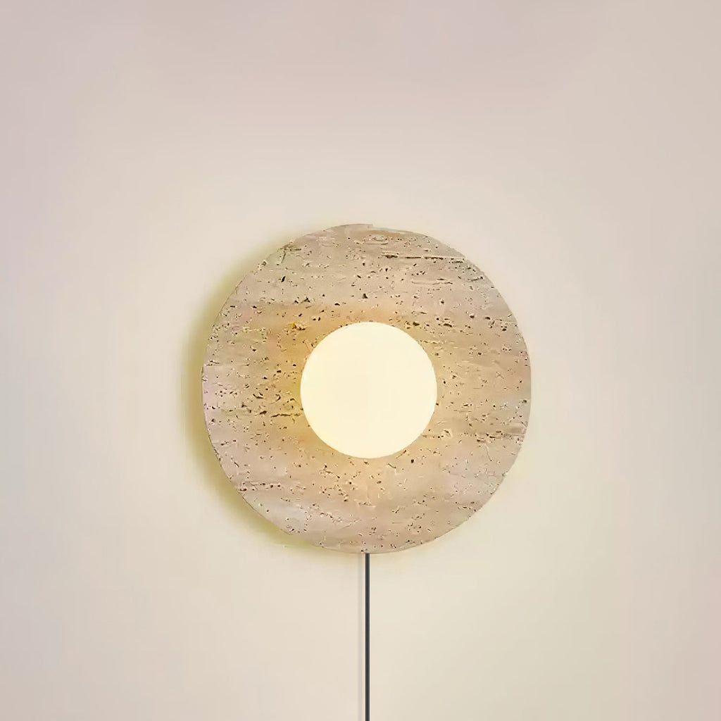 Applique murale moderne Davin en pierre Travertin jaune et blanc