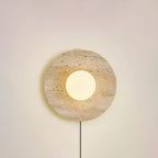 Applique murale moderne Davin en pierre Travertin jaune et blanc