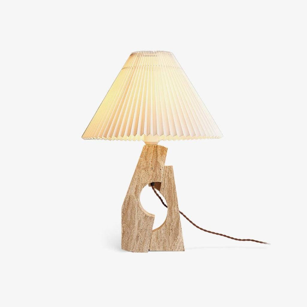 Lampe à poser moderne Dahl en pierre Beige et blanc