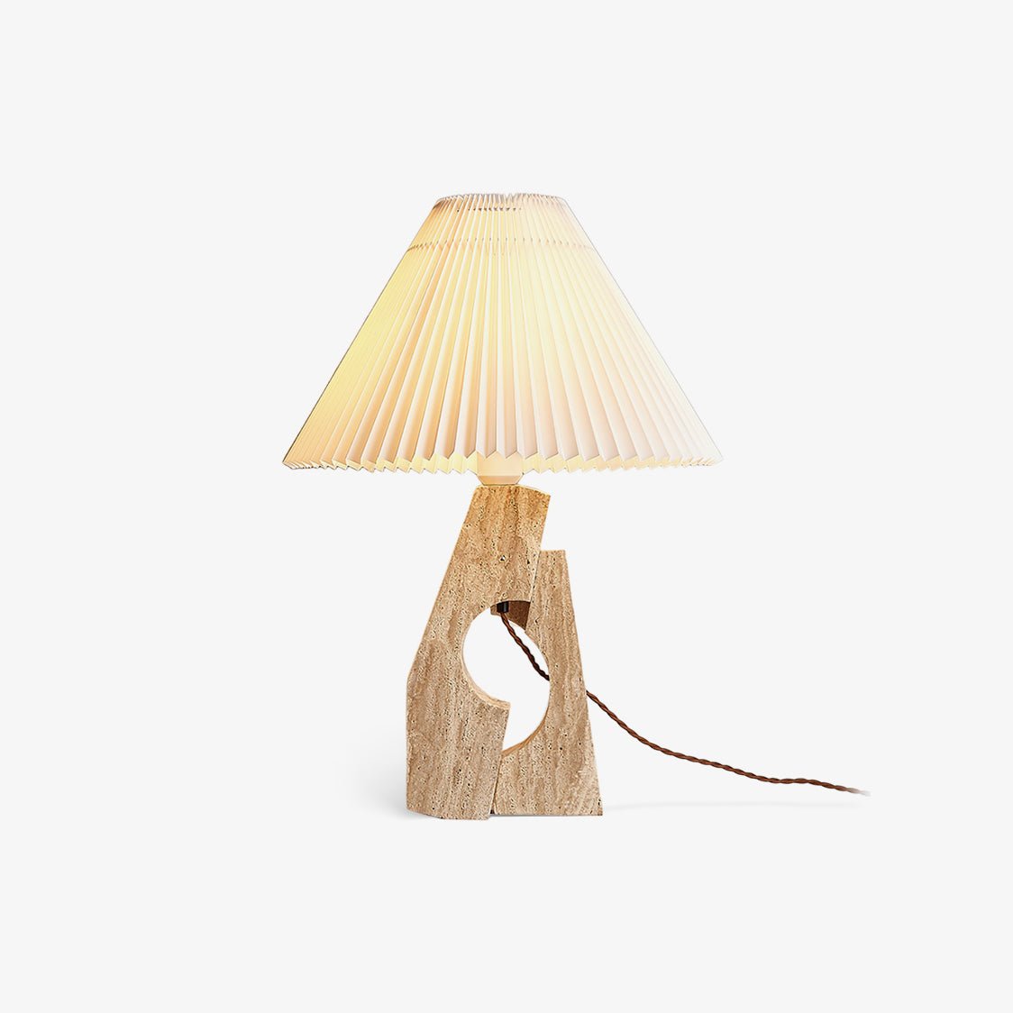 Lampe à poser moderne Dahl en pierre Beige et blanc