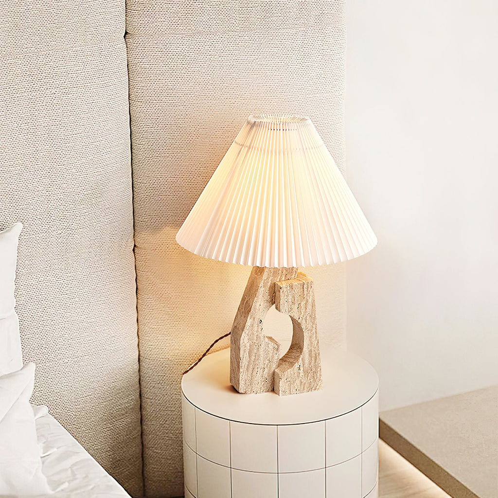 Lampe à poser moderne Dahl en pierre Beige et blanc