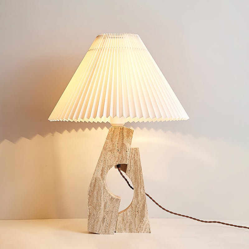 Lampe à poser moderne Dahl en pierre Beige et blanc