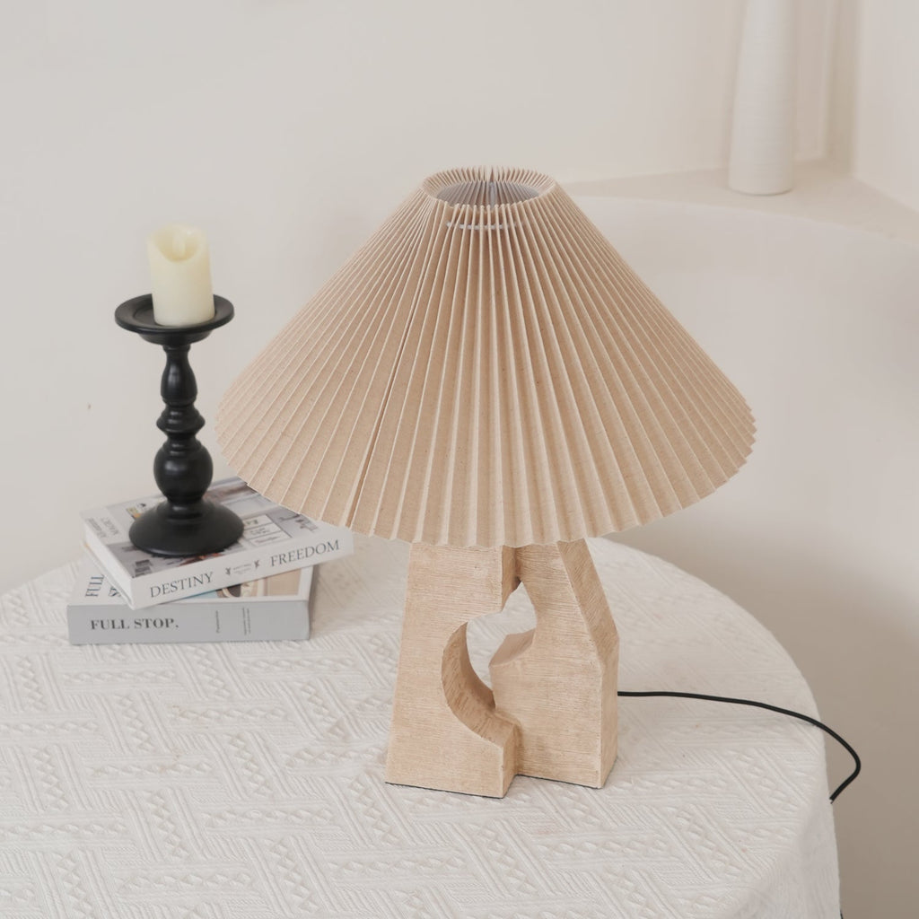 Lampe à poser moderne Dahl en pierre Beige et blanc