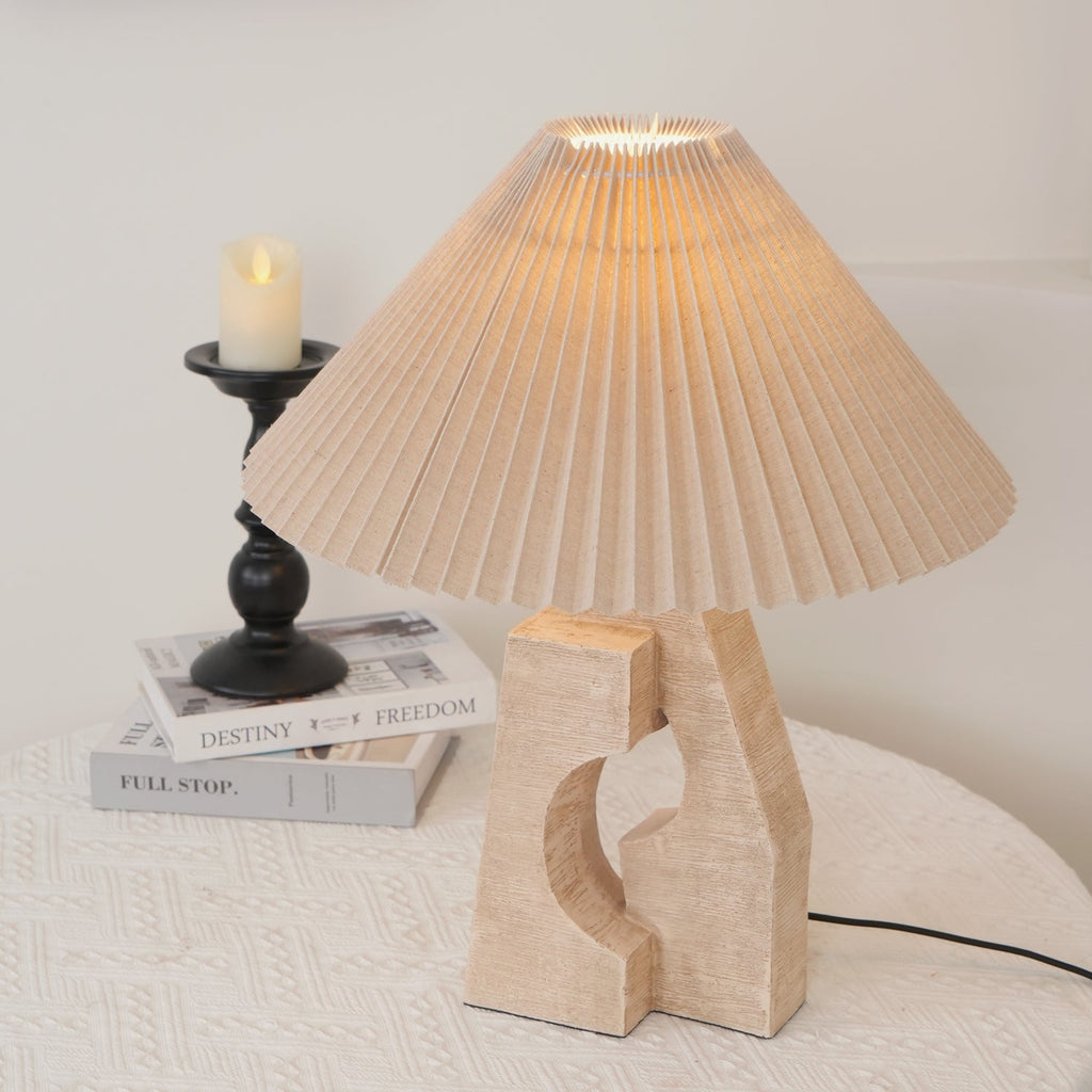 Lampe à poser moderne Dahl en pierre Beige et blanc