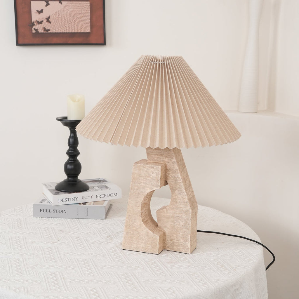 Lampe à poser moderne Dahl en pierre Beige et blanc