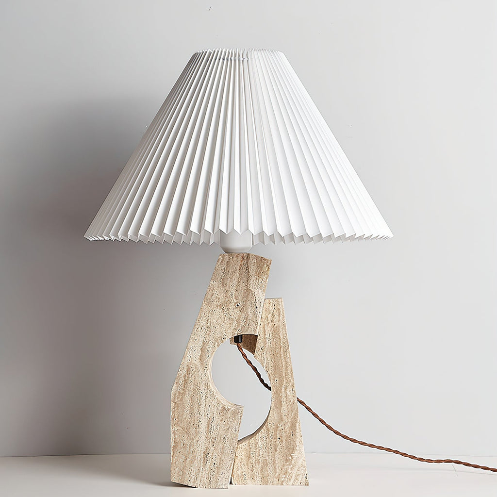 Lampe à poser moderne Dahl en pierre Beige et blanc