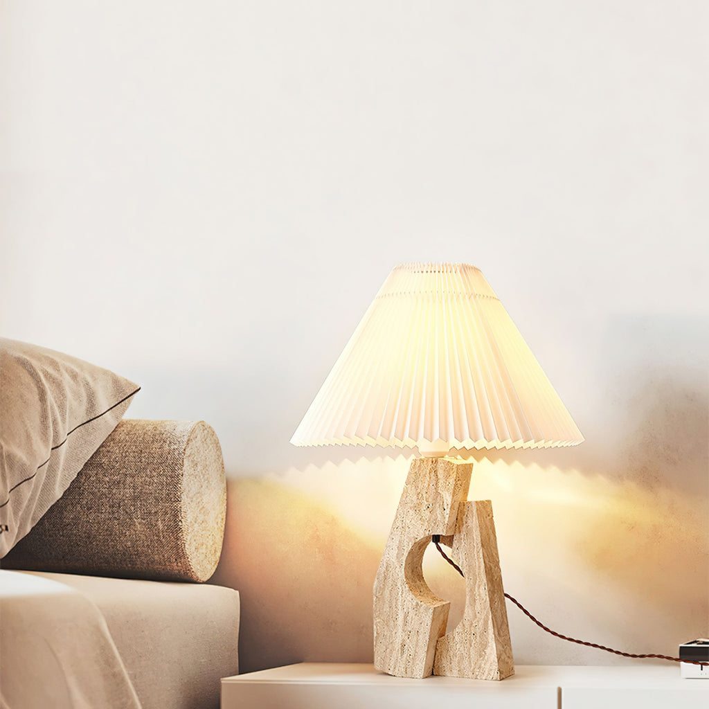 Lampe à poser moderne Dahl en pierre Beige et blanc
