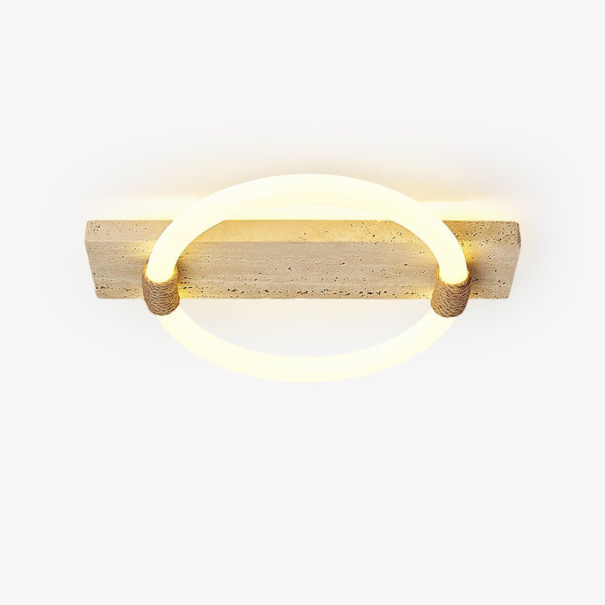 Plafonnier moderne Jeppe en pierre Travertin jaune et blanc