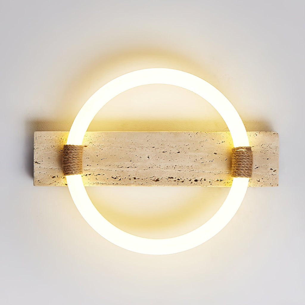 Plafonnier moderne Jeppe en pierre Travertin jaune et blanc