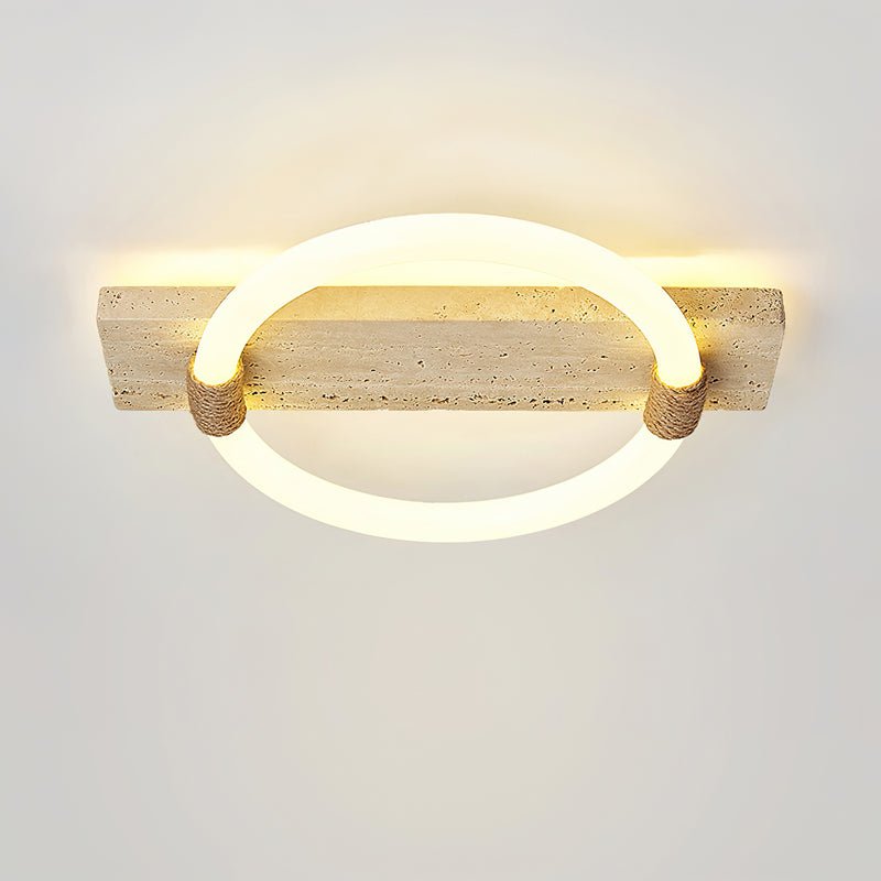 Plafonnier moderne Jeppe en pierre Travertin jaune et blanc