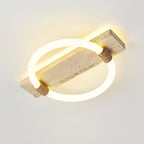 Plafonnier moderne Jeppe en pierre Travertin jaune et blanc