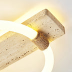 Plafonnier moderne Jeppe en pierre Travertin jaune et blanc