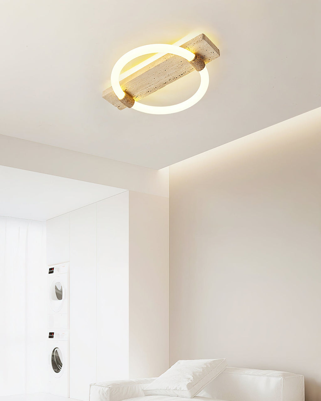 Plafonnier moderne Jeppe en pierre Travertin jaune et blanc