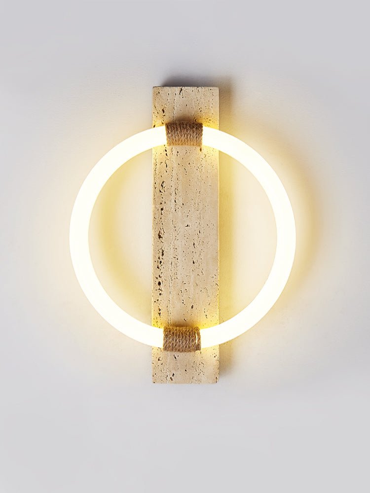 Applique murale moderne Jeppe en pierre Travertin jaune et blanc