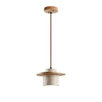 Suspension moderne Keats en Bois et travertin jaune