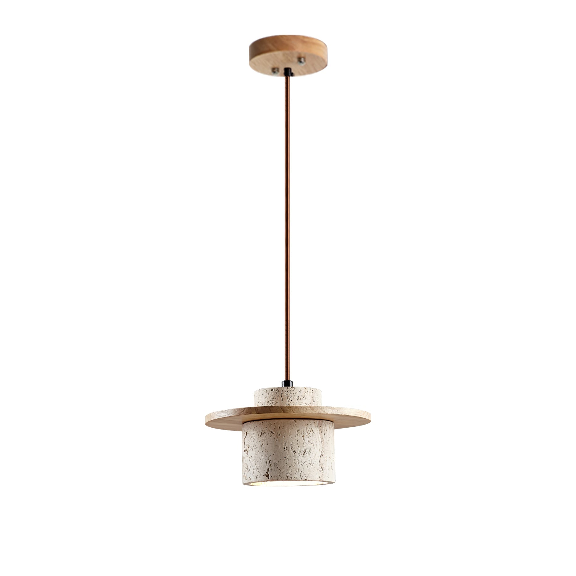 Suspension moderne Keats en Bois et travertin jaune
