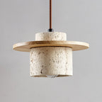 Suspension moderne Keats en Bois et travertin jaune
