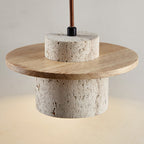 Suspension moderne Keats en Bois et travertin jaune