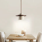 Suspension moderne Keats en Bois et travertin jaune