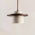 Suspension moderne Keats en Bois et travertin jaune