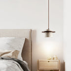 Suspension moderne Keats en Bois et travertin jaune