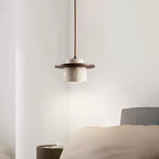 Suspension moderne Keats en Bois et travertin jaune