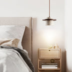 Suspension moderne Keats en Bois et travertin jaune