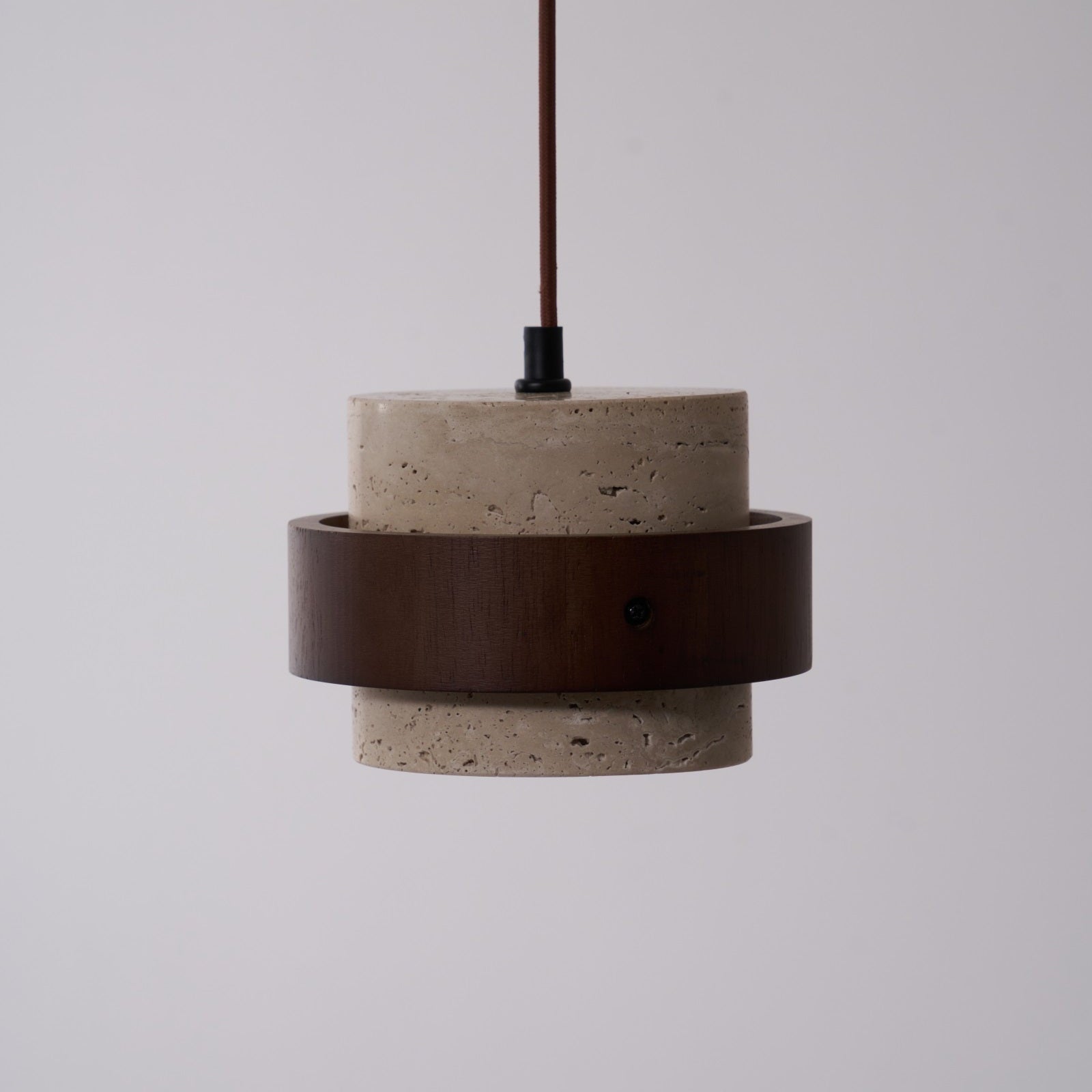 Suspension moderne Karsten en Noyer et travertin jaune