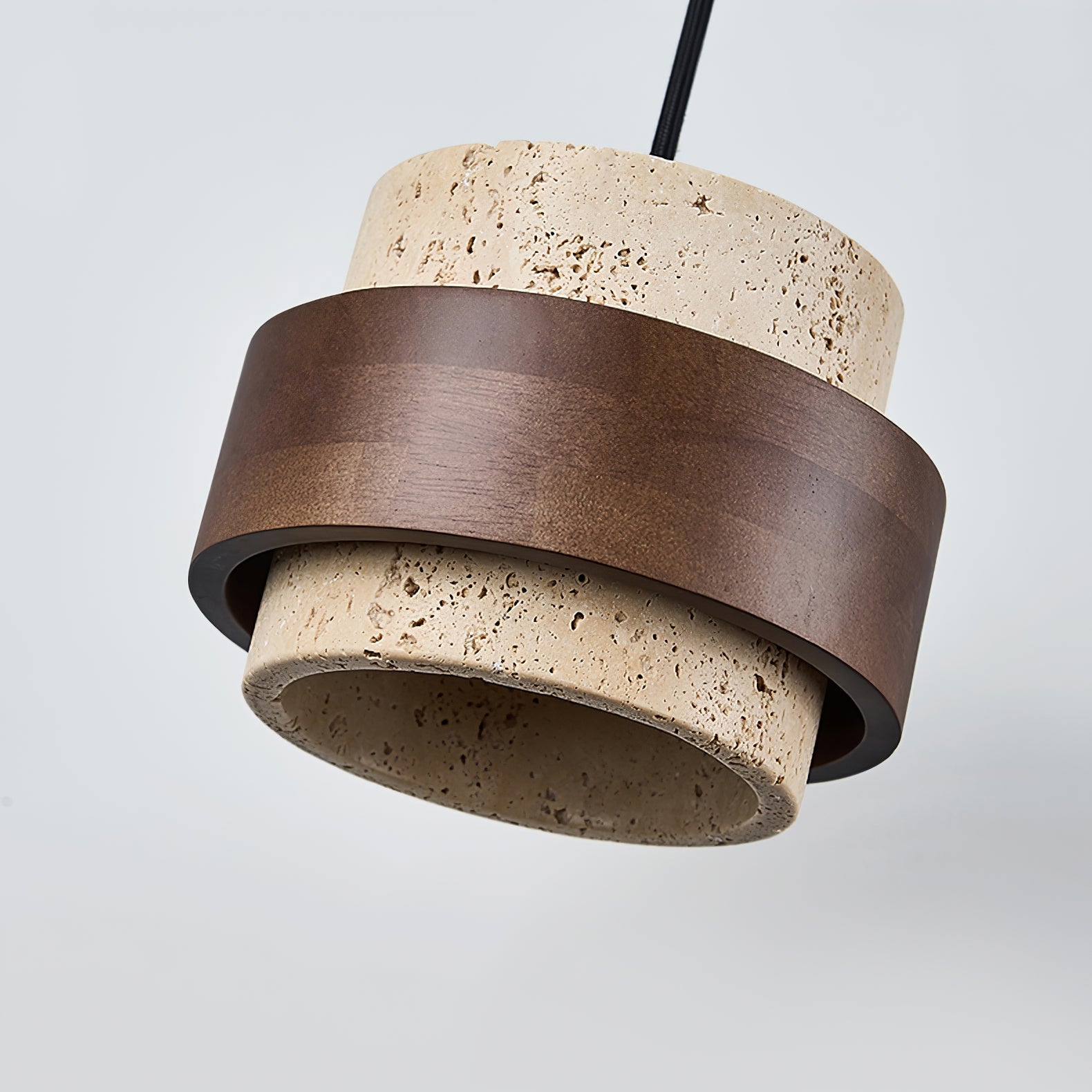 Suspension moderne Karsten en Noyer et travertin jaune