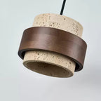 Suspension moderne Karsten en Noyer et travertin jaune