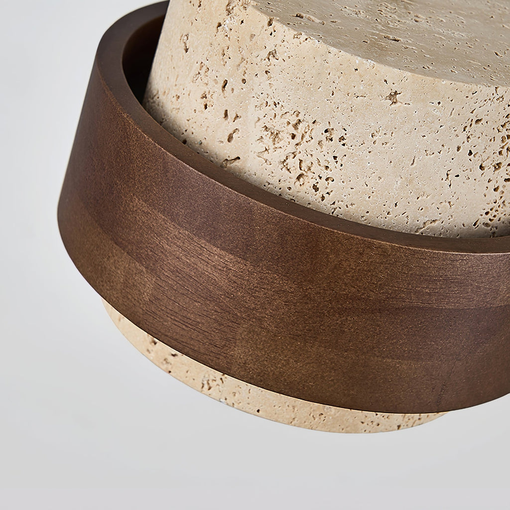 Suspension moderne Karsten en Noyer et travertin jaune