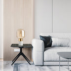 Lampe à poser moderne Hreinn en Noir marbre et fumé gris