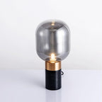 Lampe à poser moderne Hreinn en Noir marbre et fumé gris