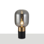 Lampe à poser moderne Hreinn en Blanc marbre et Cognac