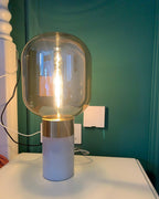 Lampe à poser moderne Hreinn en Noir marbre et fumé gris