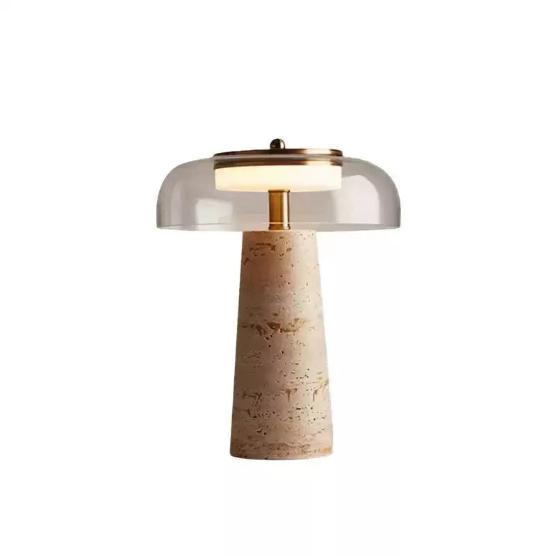 Lampe à poser moderne Kaino en Smoky gris et travertin jaune