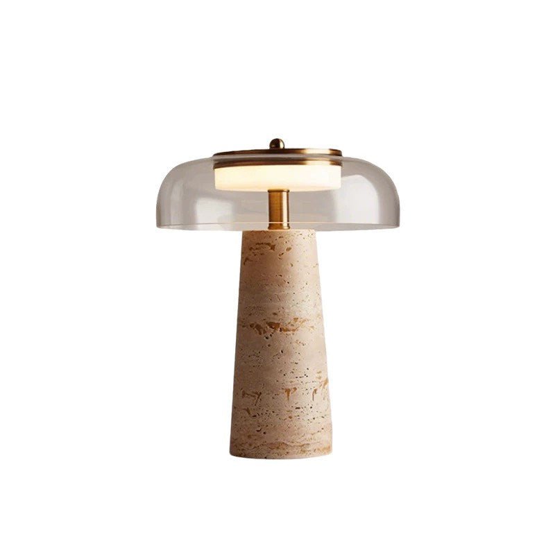 Lampe à poser moderne Kaino en Smoky gris et travertin jaune