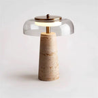 Lampe à poser moderne Kaino en Smoky gris et travertin jaune