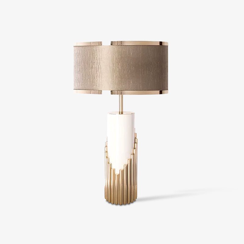 Lampe à poser moderne Peter en Marbre, Tissu, Métal Doré