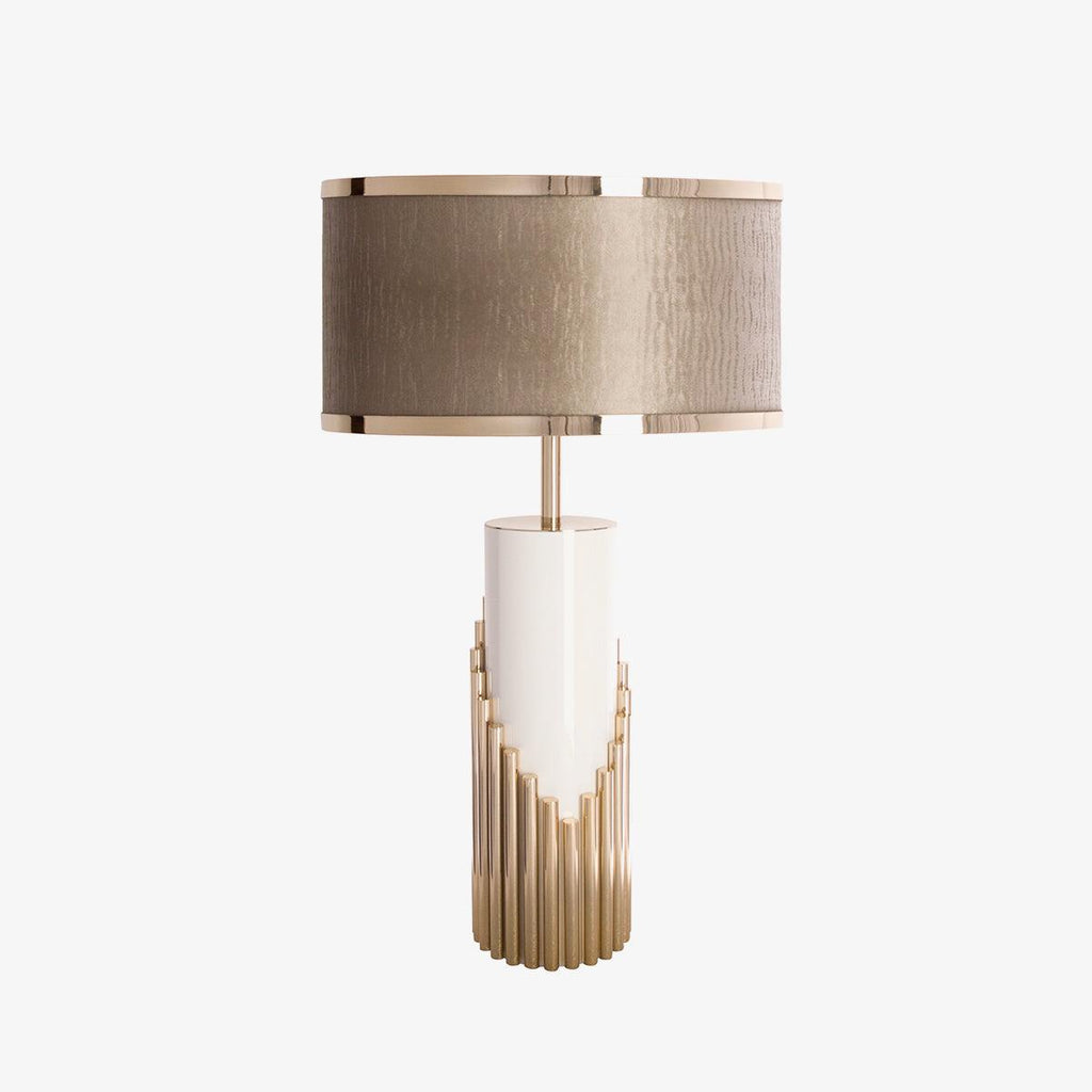 Lampe à poser moderne Peter en Marbre, Tissu, Métal Doré