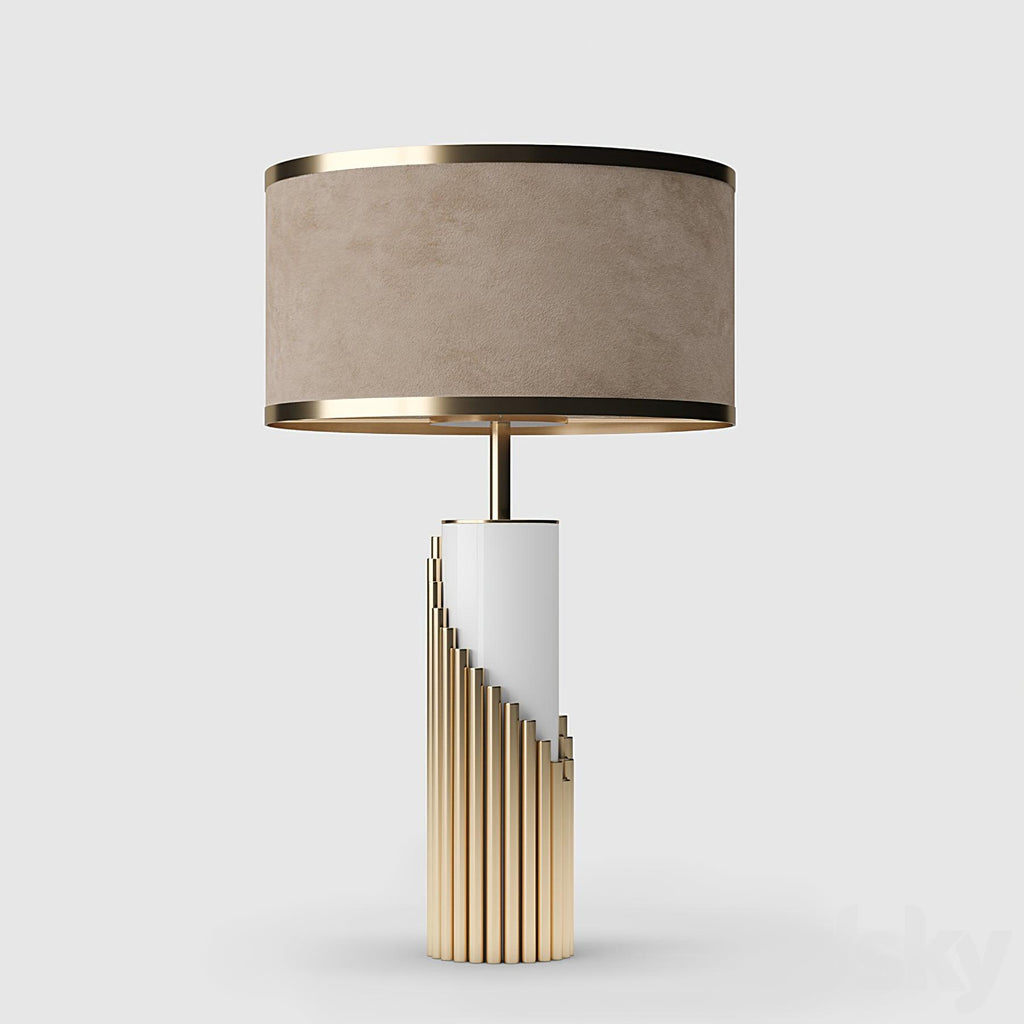 Lampe à poser moderne Peter en Marbre, Tissu, Métal Doré