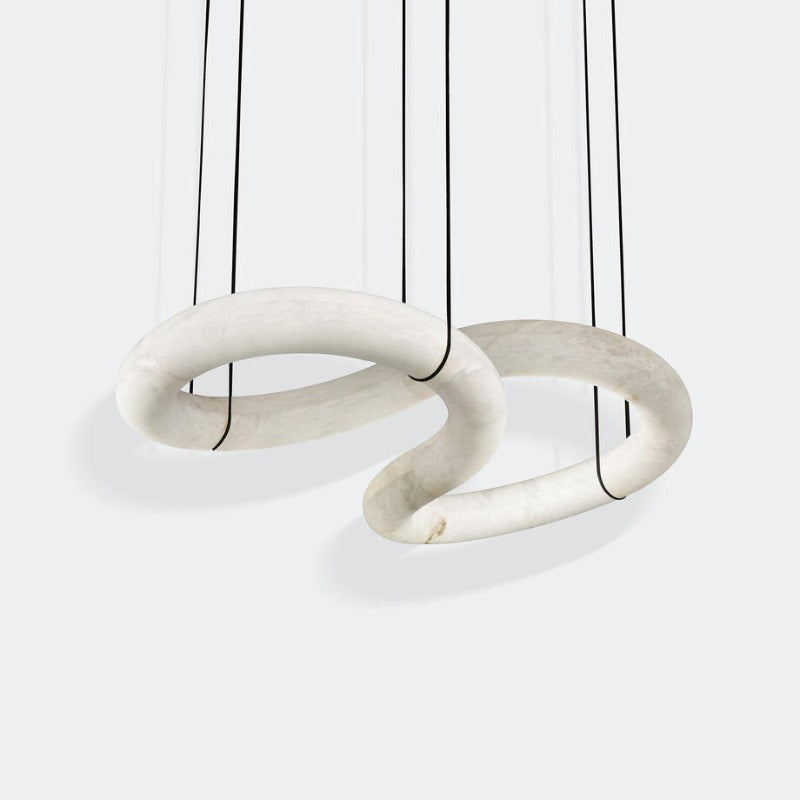 Suspension moderne Jarrod en Laiton et albâtre blanc
